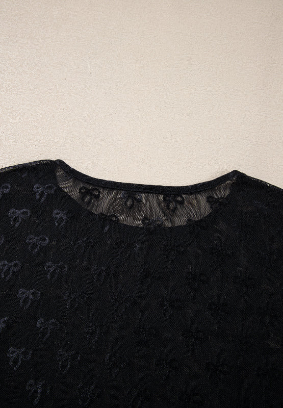 Bow Round Neck Long Sleeve Top - Fragrance Spice