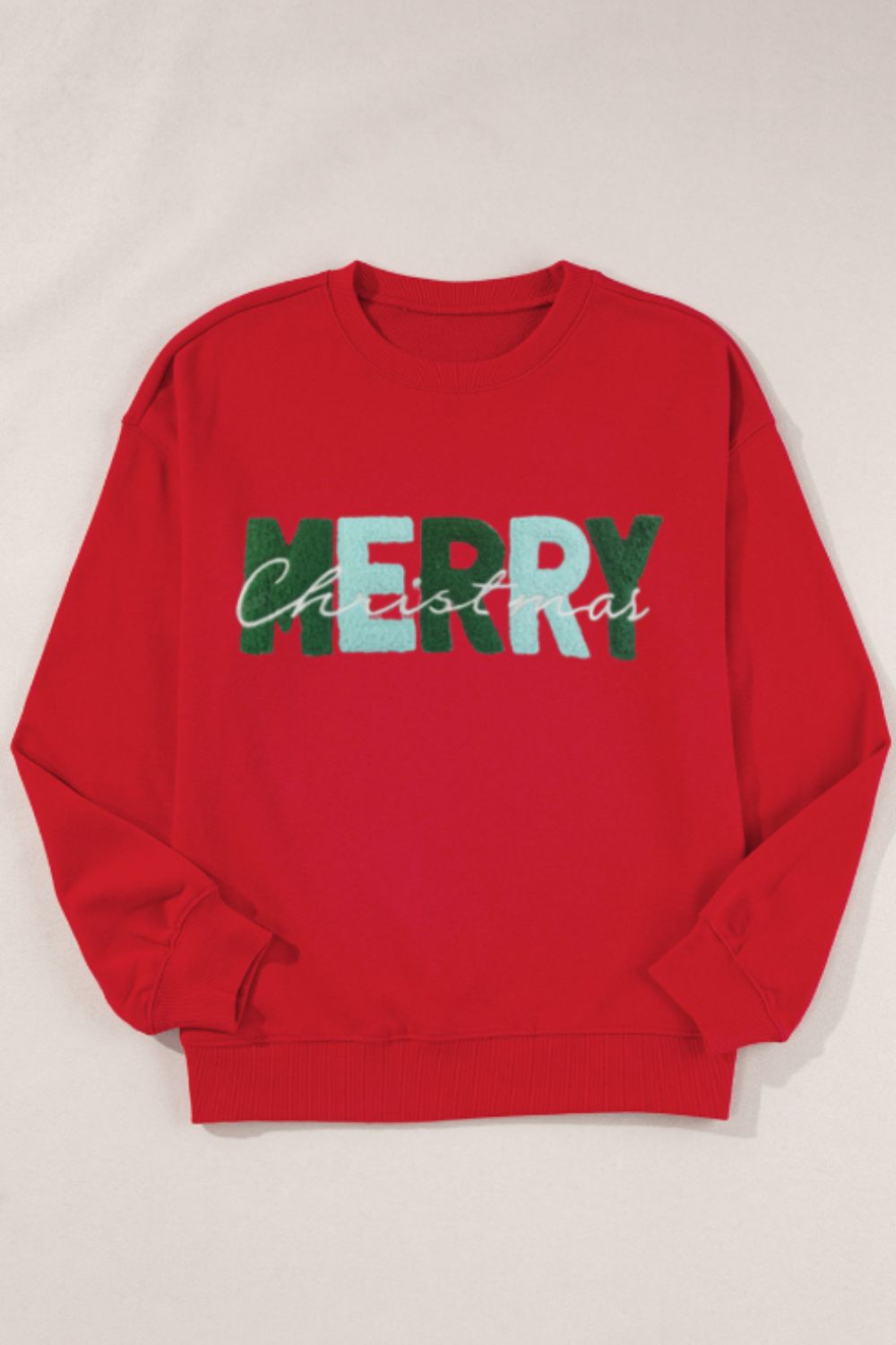 MERRY CHRISTMAS Contrast Long Sleeve Sweatshirt - Fragrance Spice