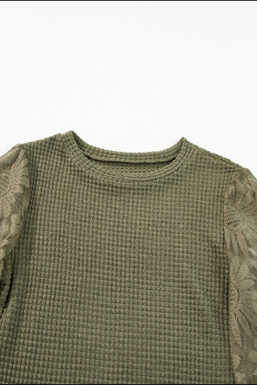 Mock Neck Lace Long Sleeve Top - Fragrance Spice