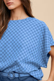 Annie Wear Checkered Round Neck Short Sleeve T-Shirt - Fragrance Spice