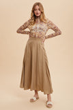 Annie Wear Floral Lettuce Hem Sheer Mesh Top - Fragrance Spice