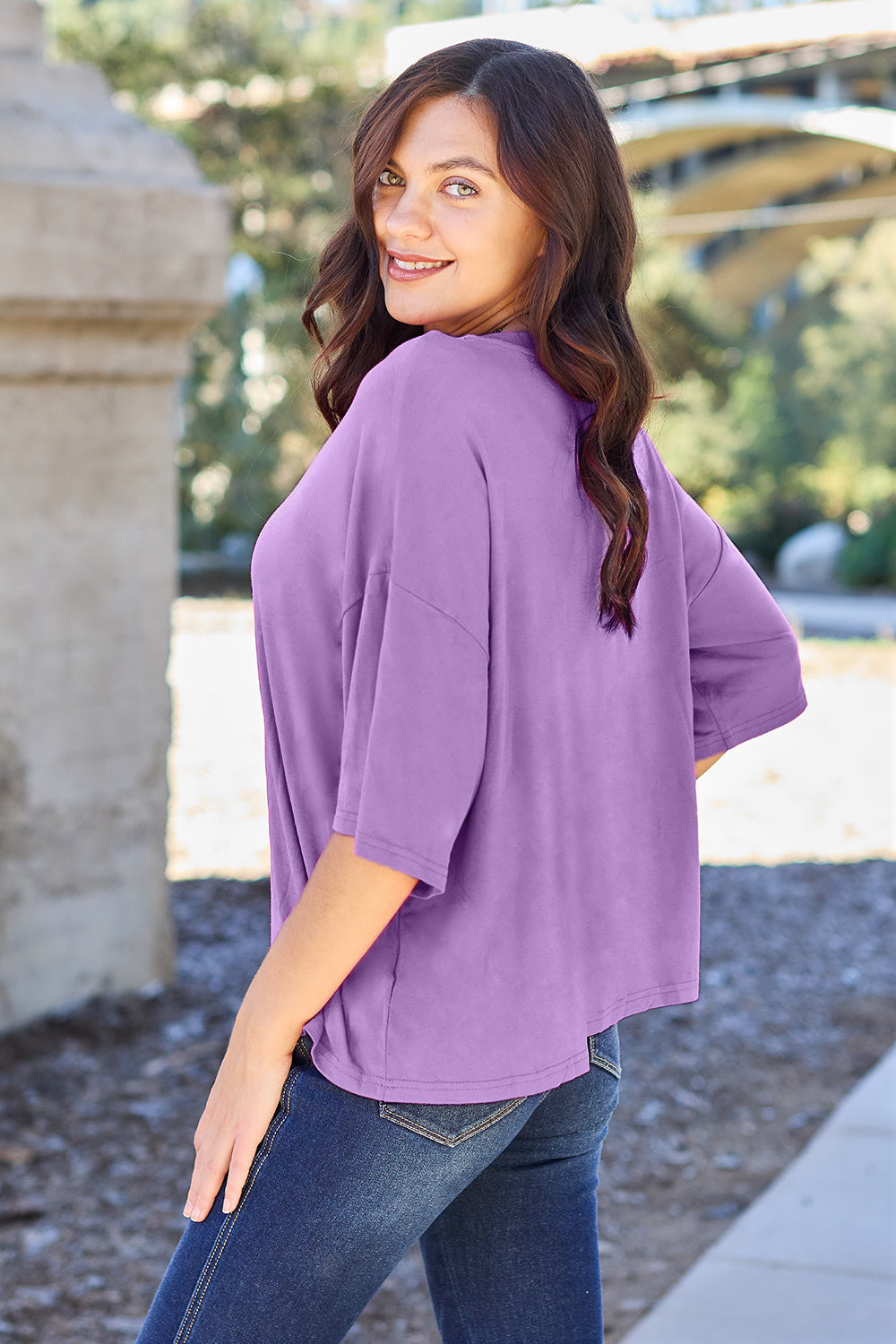 Basic Bae Bamboo Full Size Round Neck Drop Shoulder T-Shirt - Fragrance Spice