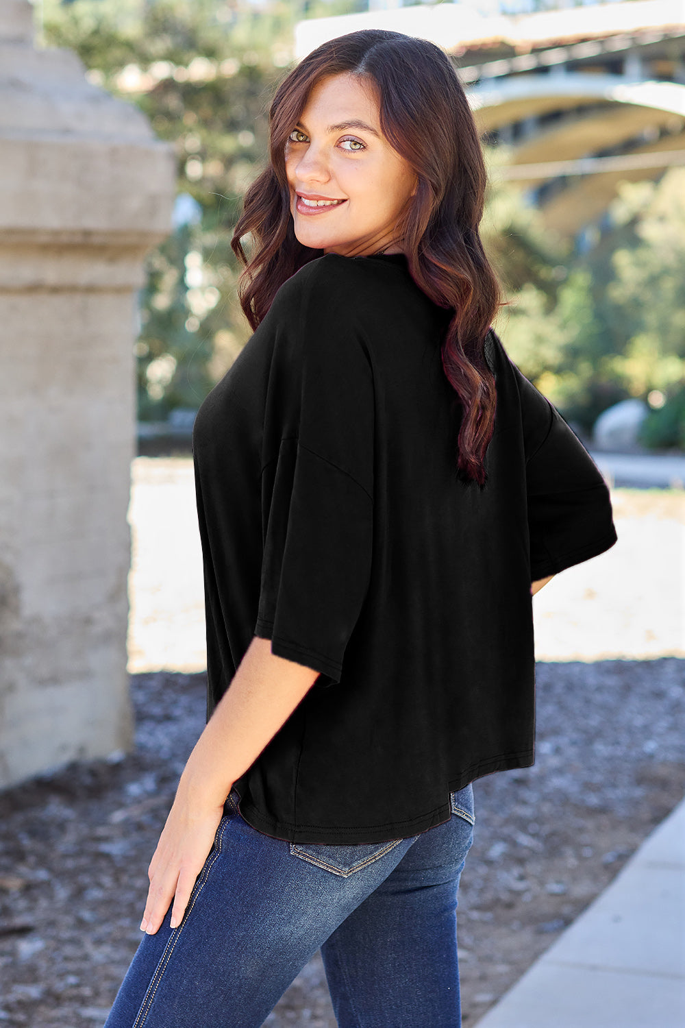 Basic Bae Bamboo Full Size Round Neck Drop Shoulder T-Shirt - Fragrance Spice