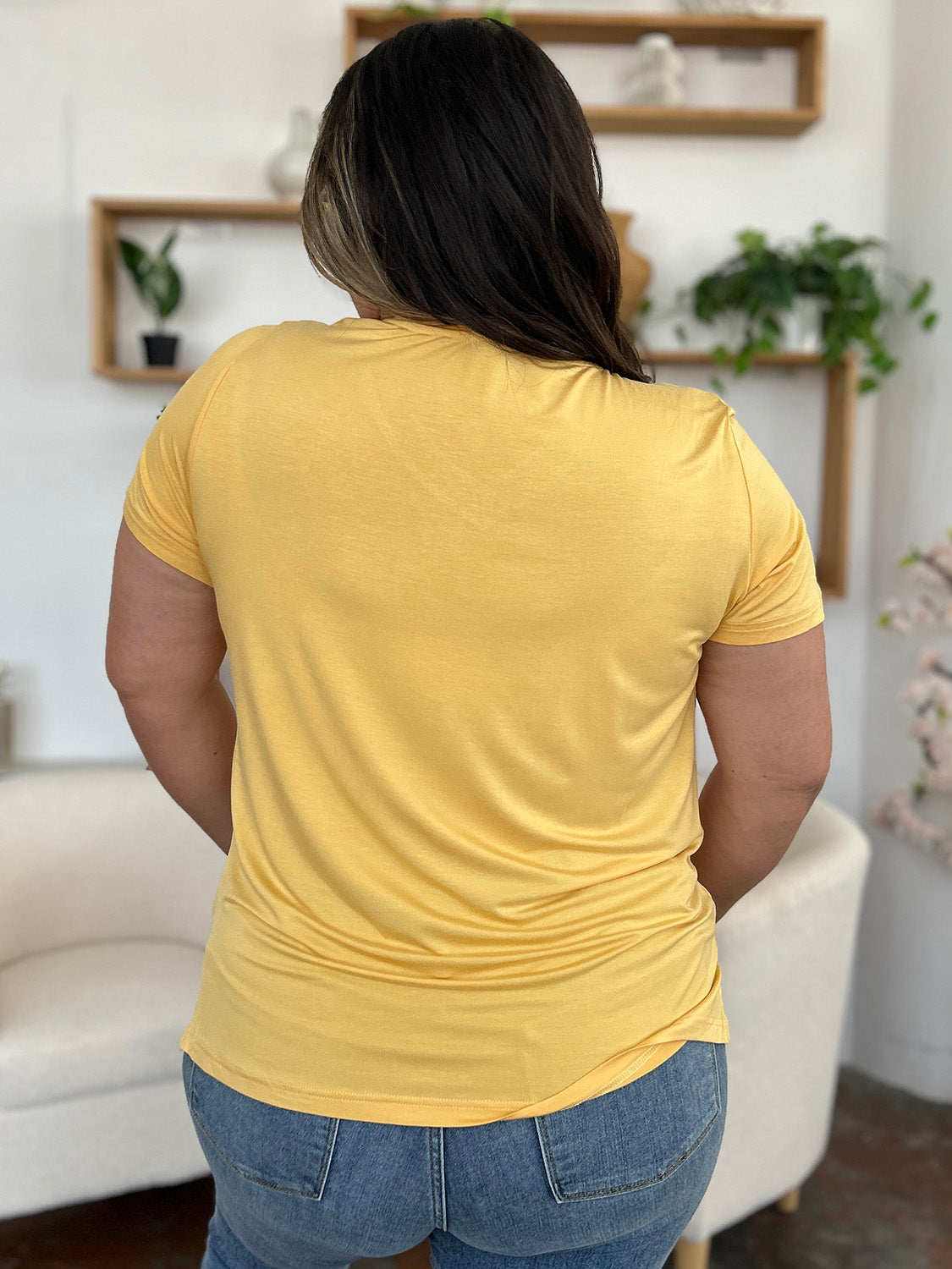 Basic Bae Bamboo Full Size V-Neck High-Low T-Shirt - Fragrance Spice