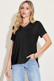 Basic Bae Bamboo Full Size V-Neck High-Low T-Shirt - Fragrance Spice