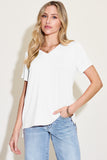 Basic Bae Bamboo Full Size V-Neck High-Low T-Shirt - Fragrance Spice