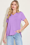 Basic Bae Bamboo Full Size V-Neck High-Low T-Shirt - Fragrance Spice
