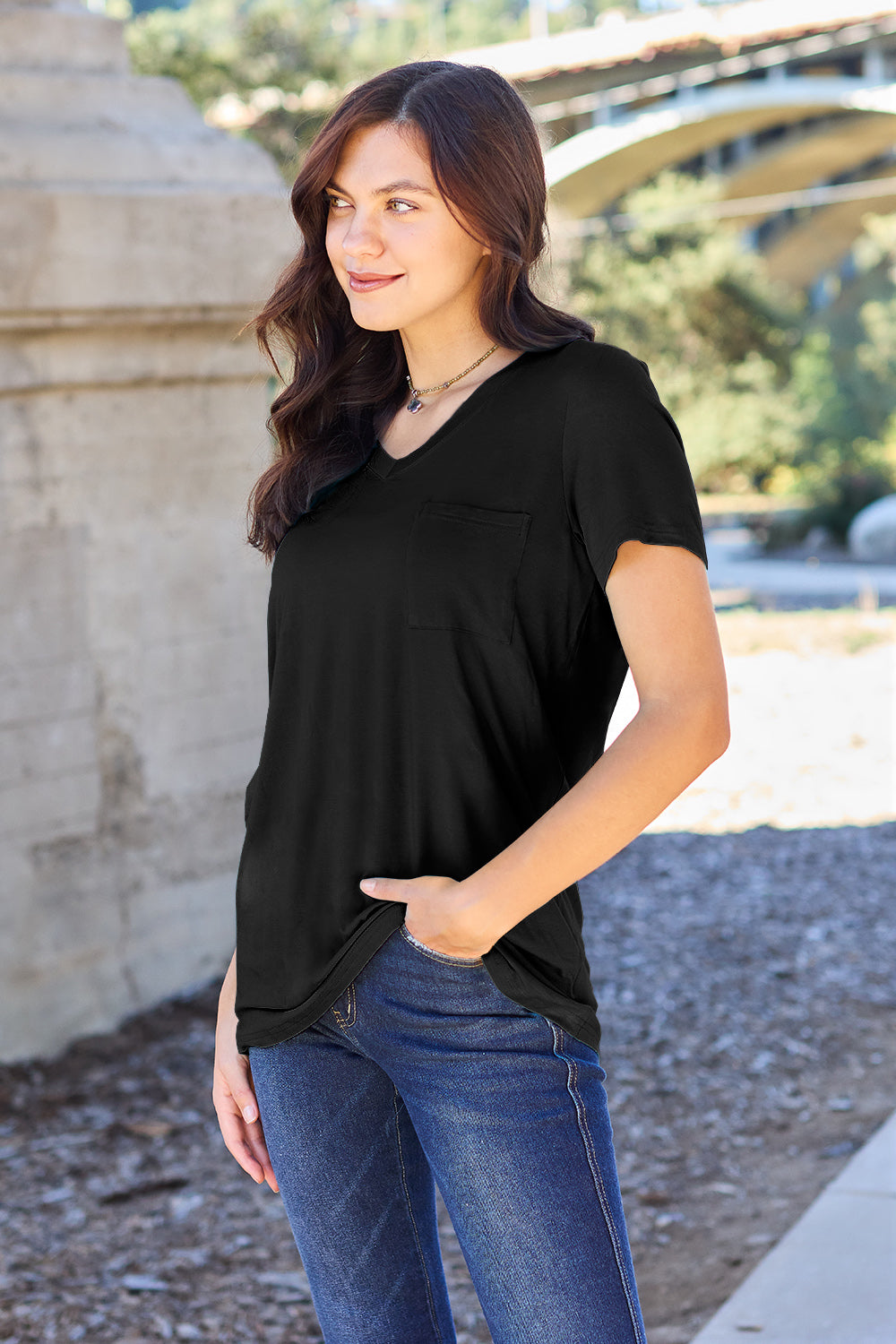 Basic Bae Bamboo Full Size  V-Neck Short Sleeve T-Shirt - Fragrance Spice