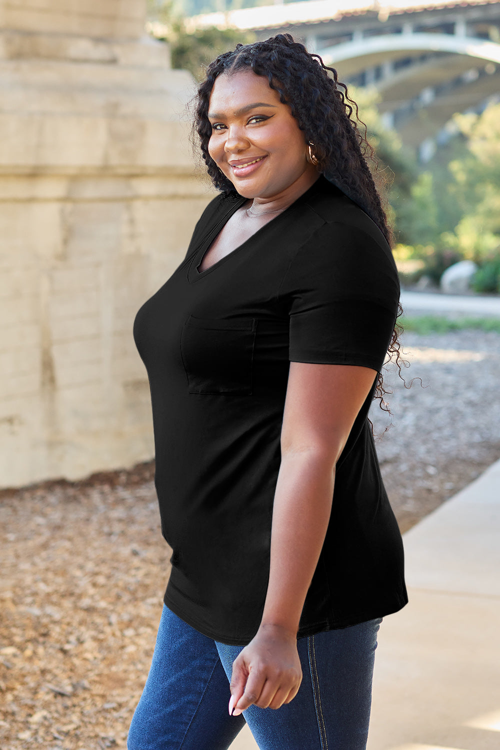 Basic Bae Bamboo Full Size  V-Neck Short Sleeve T-Shirt - Fragrance Spice