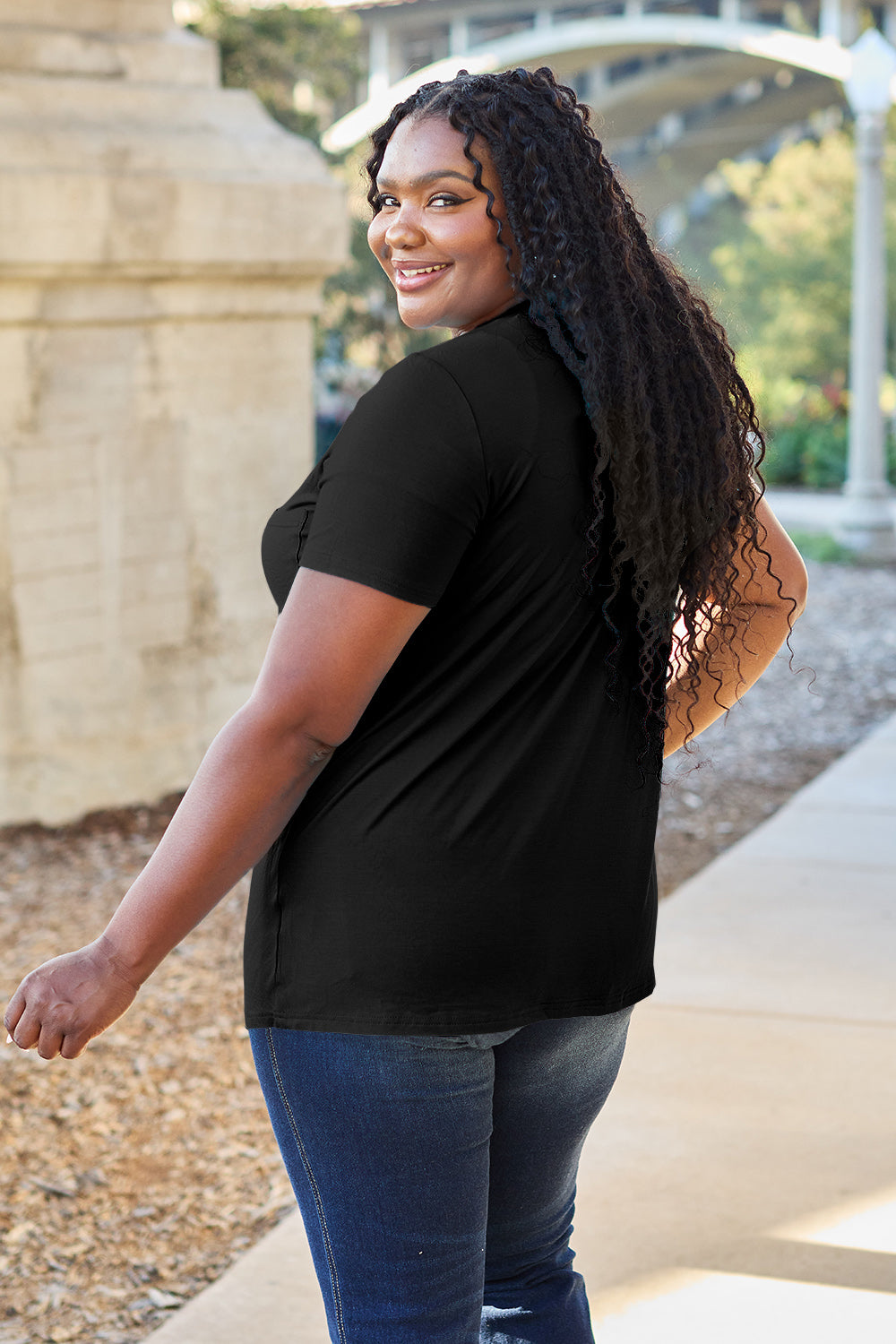 Basic Bae Bamboo Full Size  V-Neck Short Sleeve T-Shirt - Fragrance Spice