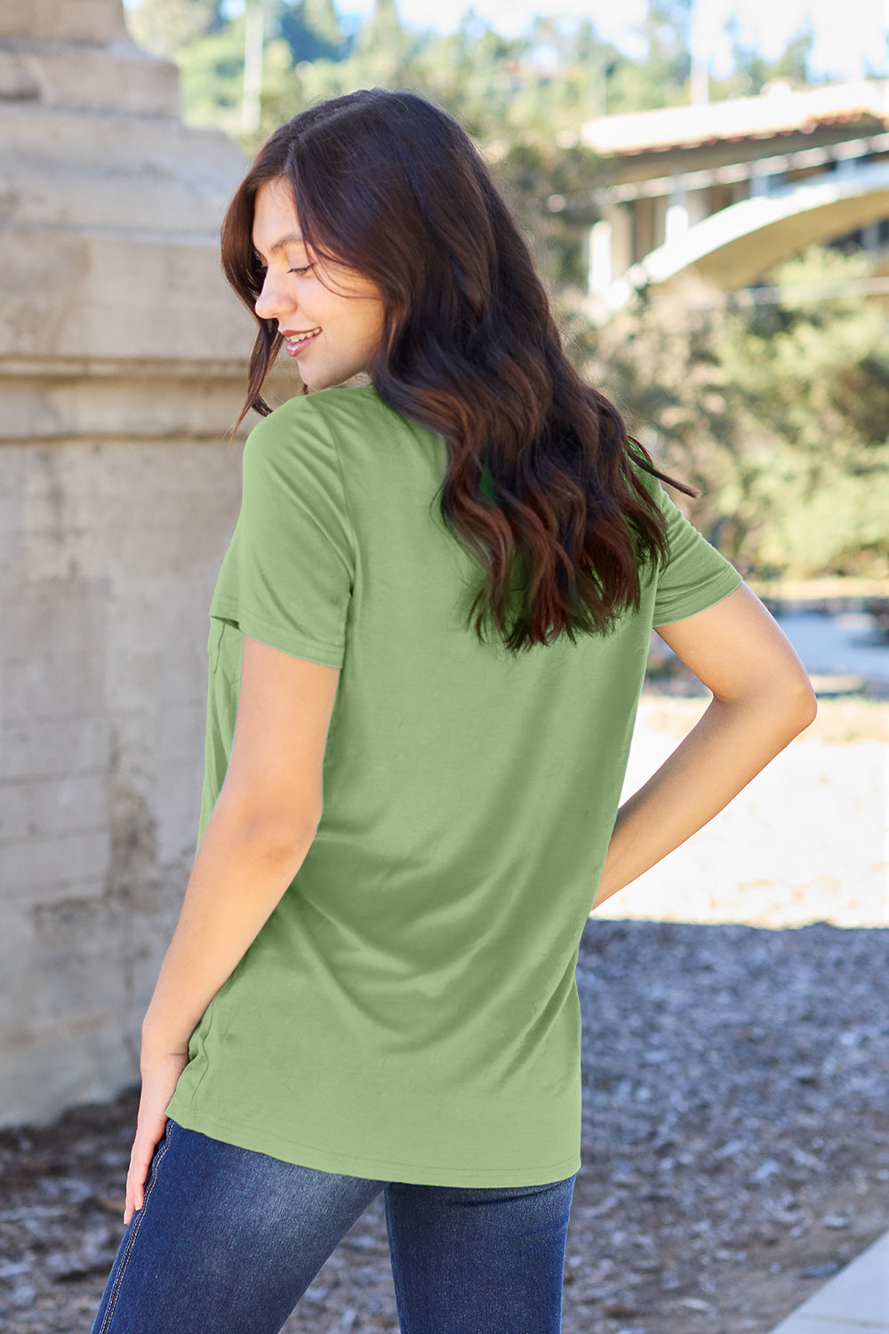 Basic Bae Bamboo Full Size  V-Neck Short Sleeve T-Shirt - Fragrance Spice