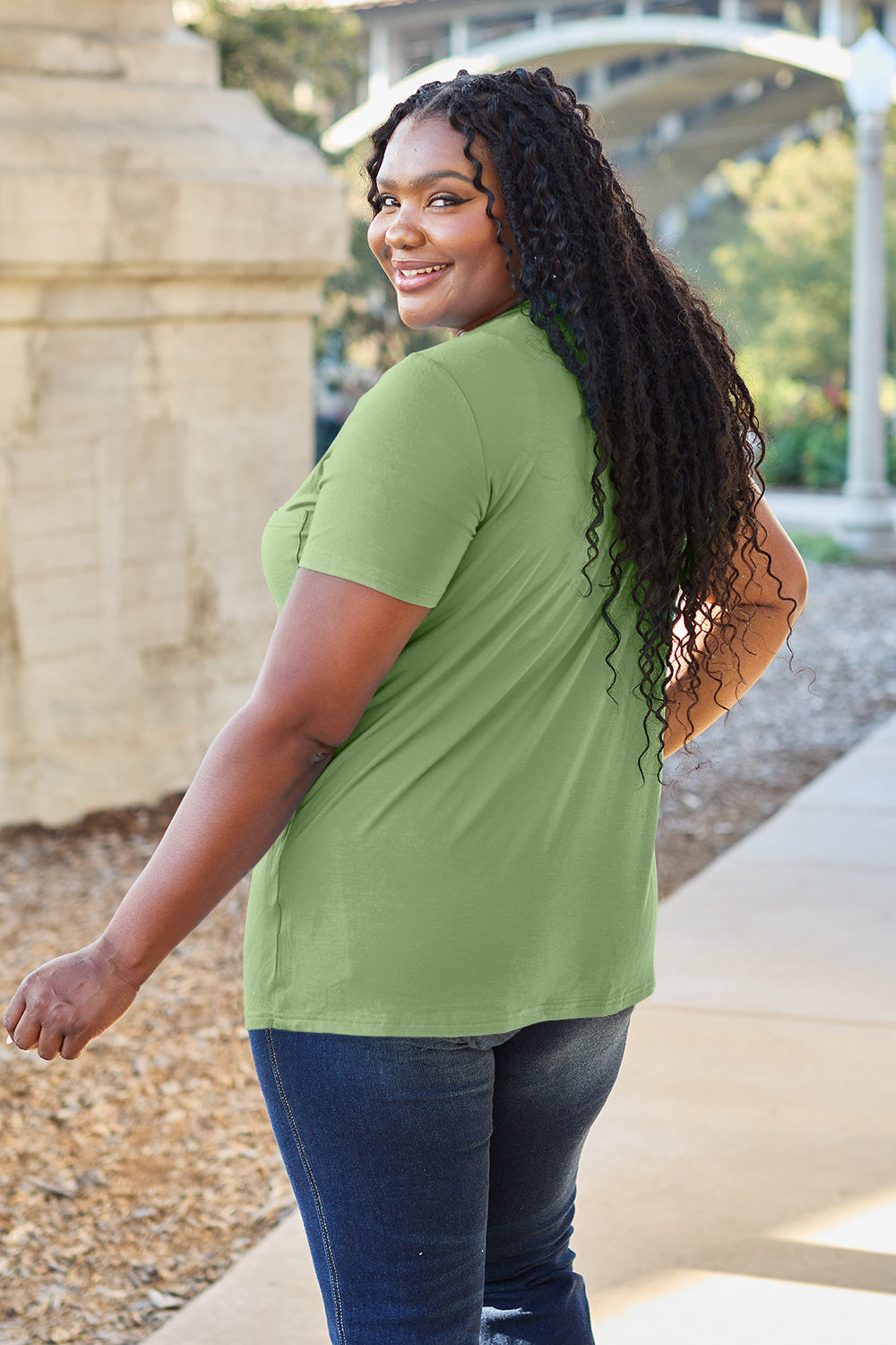Basic Bae Bamboo Full Size  V-Neck Short Sleeve T-Shirt - Fragrance Spice