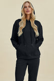 Basic Bae Full Size Air Scuba Drawstring Long Sleeve Hoodie with Kangaroo Pocket - Fragrance Spice