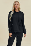 Basic Bae Full Size Air Scuba Drawstring Long Sleeve Hoodie with Kangaroo Pocket - Fragrance Spice