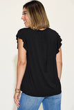 Basic Bae Full Size Bamboo Notched Ruffled Short Sleeve T-Shirt - Fragrance Spice