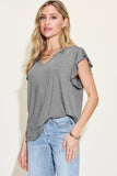 Basic Bae Full Size Bamboo Notched Ruffled Short Sleeve T-Shirt - Fragrance Spice