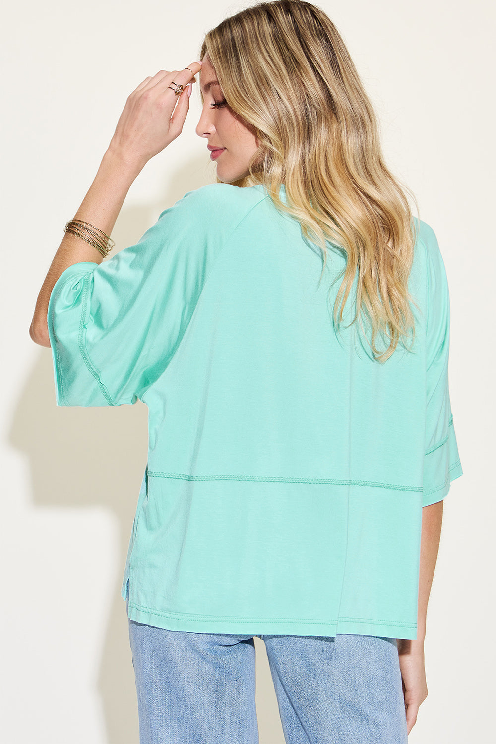 Basic Bae Full Size Bamboo Round Neck Exposed Seam T-Shirt - Fragrance Spice