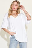 Basic Bae Full Size Bamboo V-Neck Drop Shoulder T-Shirt - Fragrance Spice