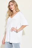 Basic Bae Full Size Bamboo V-Neck Drop Shoulder T-Shirt - Fragrance Spice