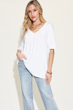 Basic Bae Full Size Bamboo V-Neck Drop Shoulder T-Shirt - Fragrance Spice