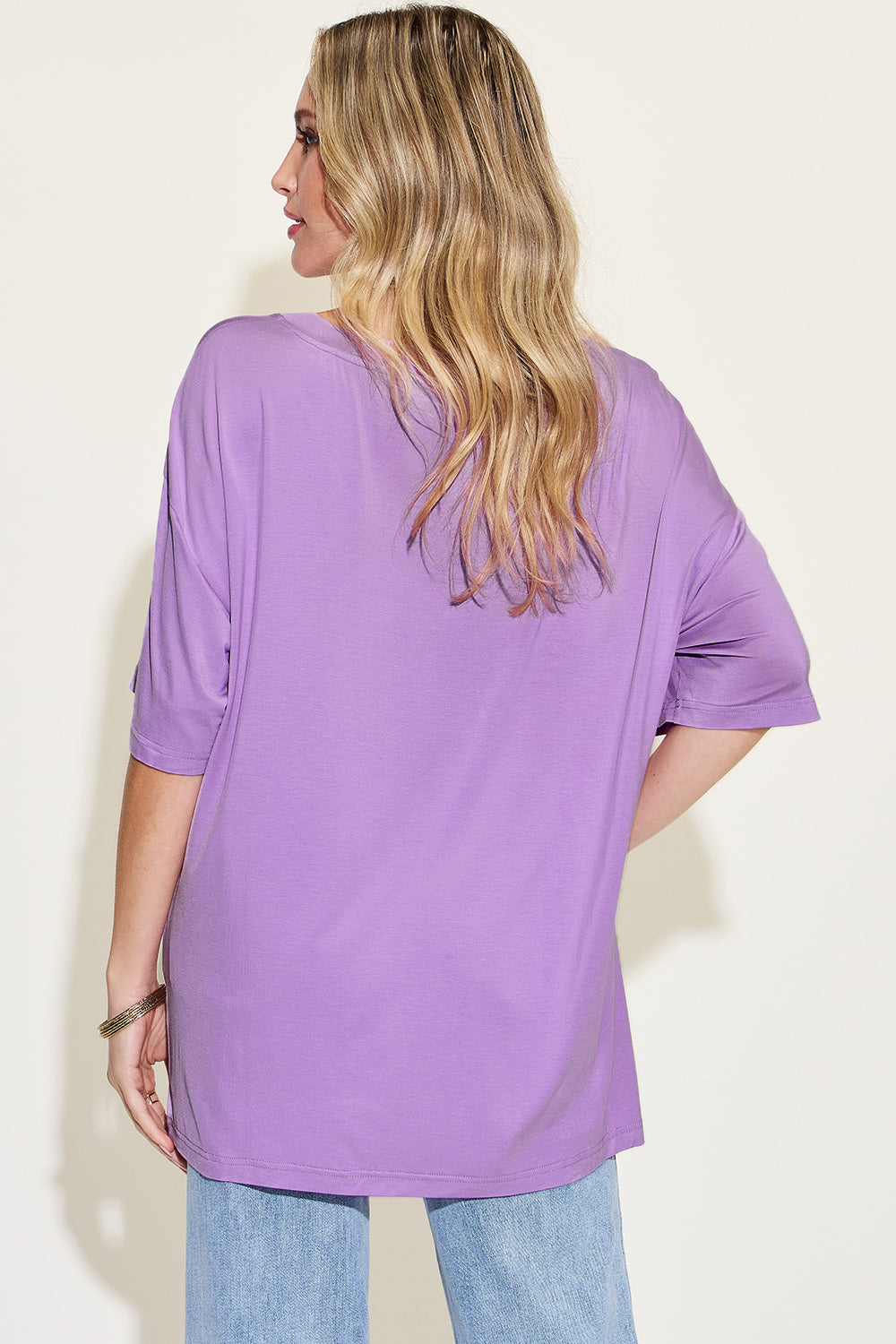 Basic Bae Full Size Bamboo V-Neck Drop Shoulder T-Shirt - Fragrance Spice