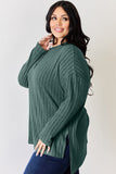 Basic Bae Full Size Ribbed Half Button Long Sleeve High-Low T-Shirt - Fragrance Spice