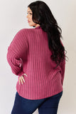 Basic Bae Full Size Ribbed Half Button Long Sleeve High-Low T-Shirt - Fragrance Spice