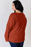 Basic Bae Full Size Ribbed Half Button Long Sleeve T-Shirt - Fragrance Spice