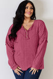 Basic Bae Full Size Ribbed Half Button Long Sleeve T-Shirt - Fragrance Spice