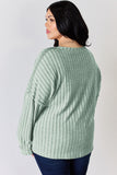 Basic Bae Full Size Ribbed Half Button Long Sleeve T-Shirt - Fragrance Spice