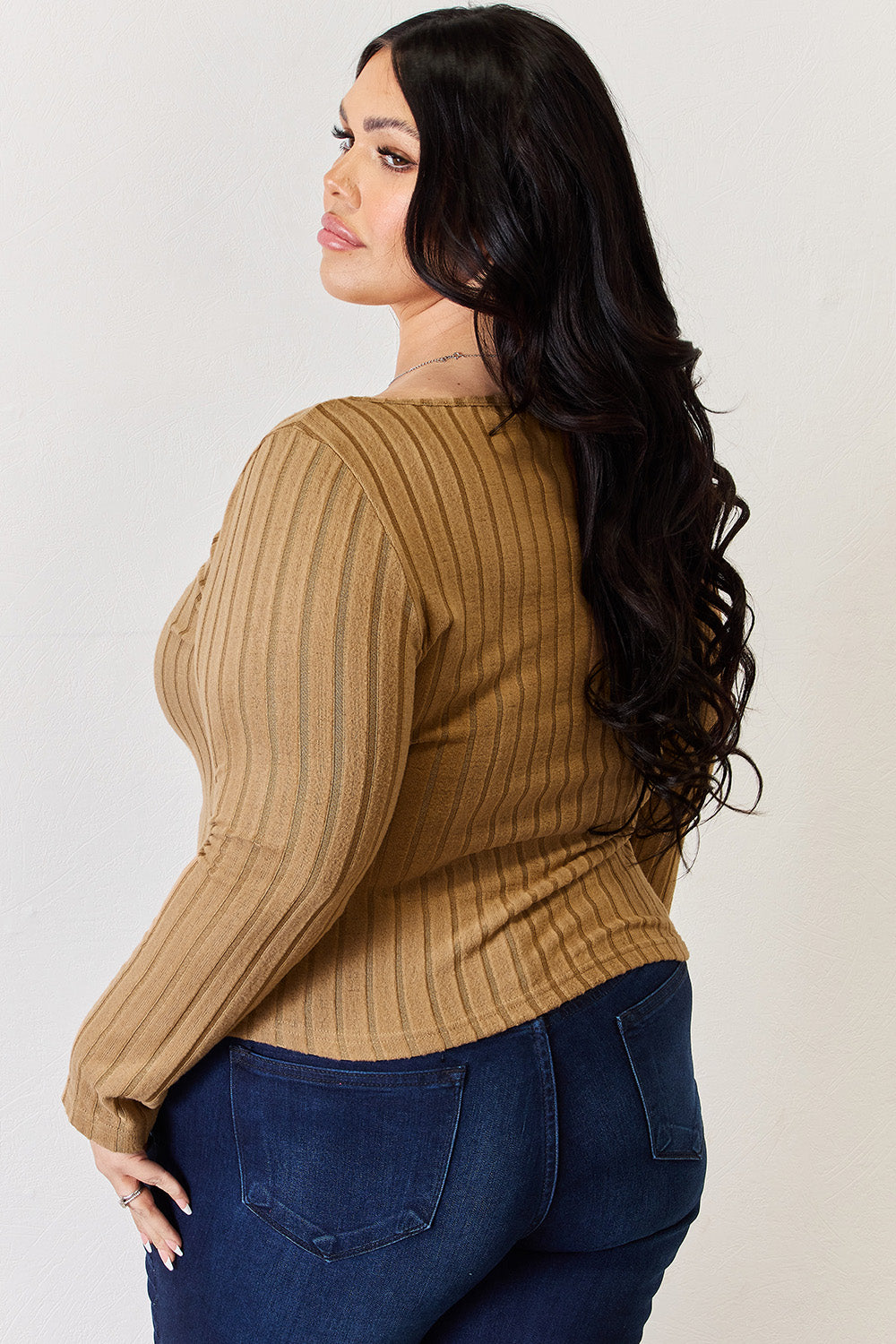 Basic Bae Full Size Ribbed Long Sleeve T-Shirt - Fragrance Spice