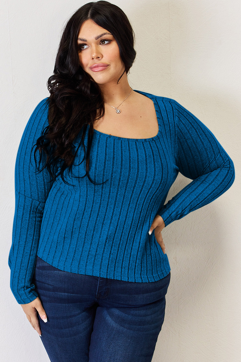 Basic Bae Full Size Ribbed Long Sleeve T-Shirt - Fragrance Spice