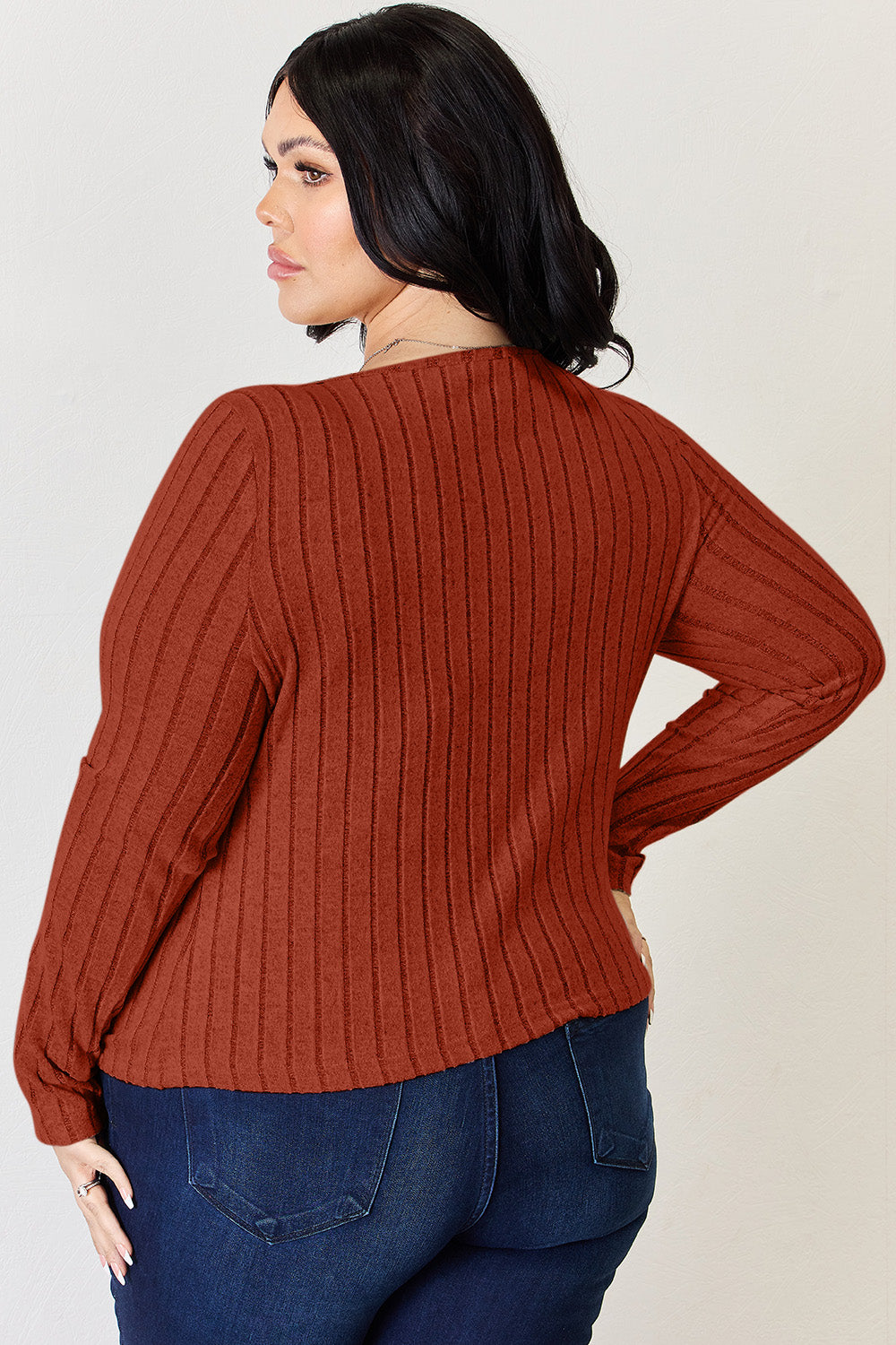 Basic Bae Full Size Ribbed Long Sleeve T-Shirt - Fragrance Spice