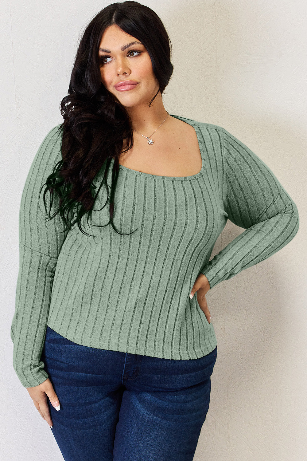 Basic Bae Full Size Ribbed Long Sleeve T-Shirt - Fragrance Spice