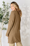 Basic Bae Full Size Ribbed Round Neck Long Sleeve Slit Top - Fragrance Spice