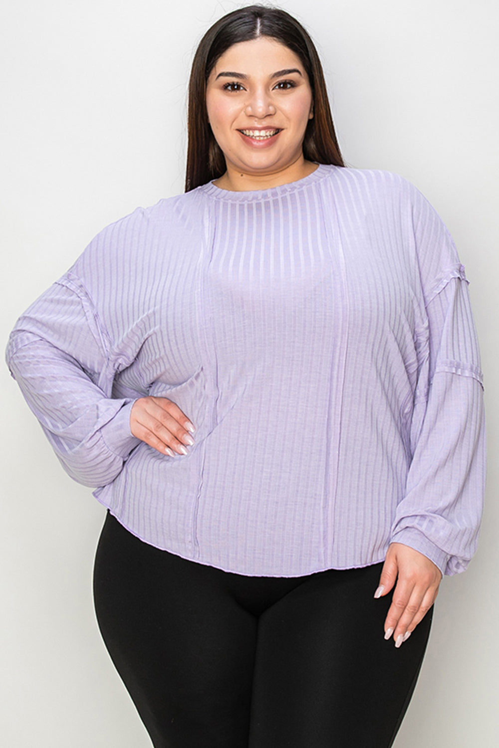 Basic Bae Full Size Ribbed Round Neck Long Sleeve T-Shirt - Fragrance Spice