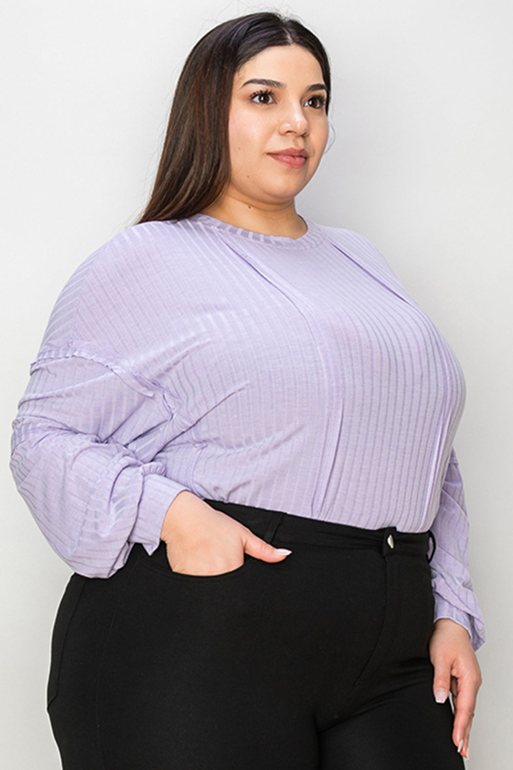 Basic Bae Full Size Ribbed Round Neck Long Sleeve T-Shirt - Fragrance Spice