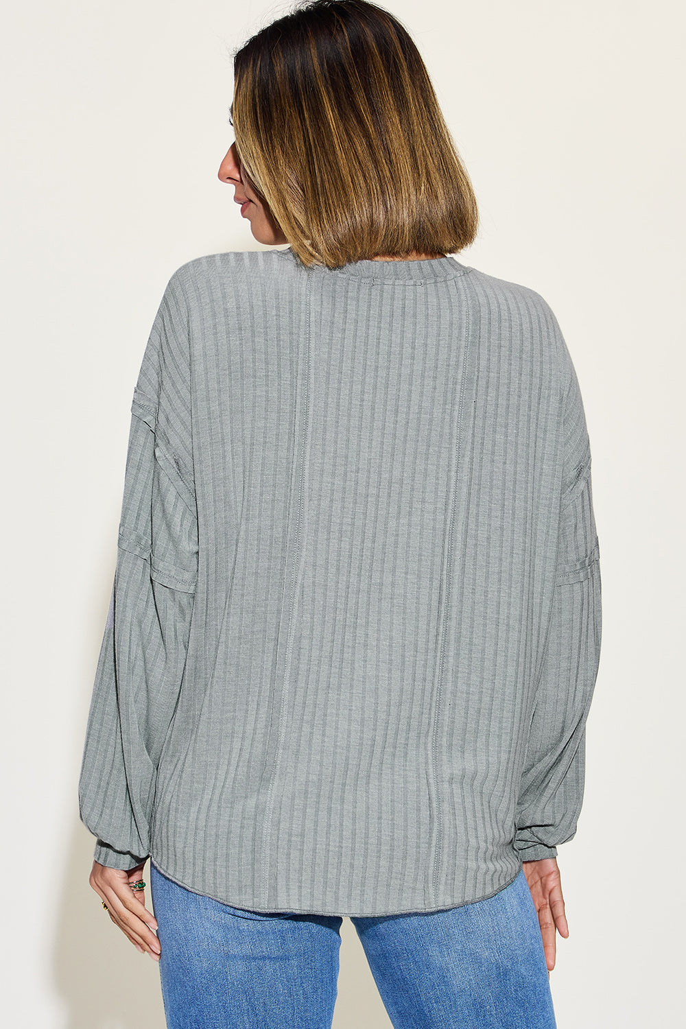 Basic Bae Full Size Ribbed Round Neck Long Sleeve T-Shirt - Fragrance Spice