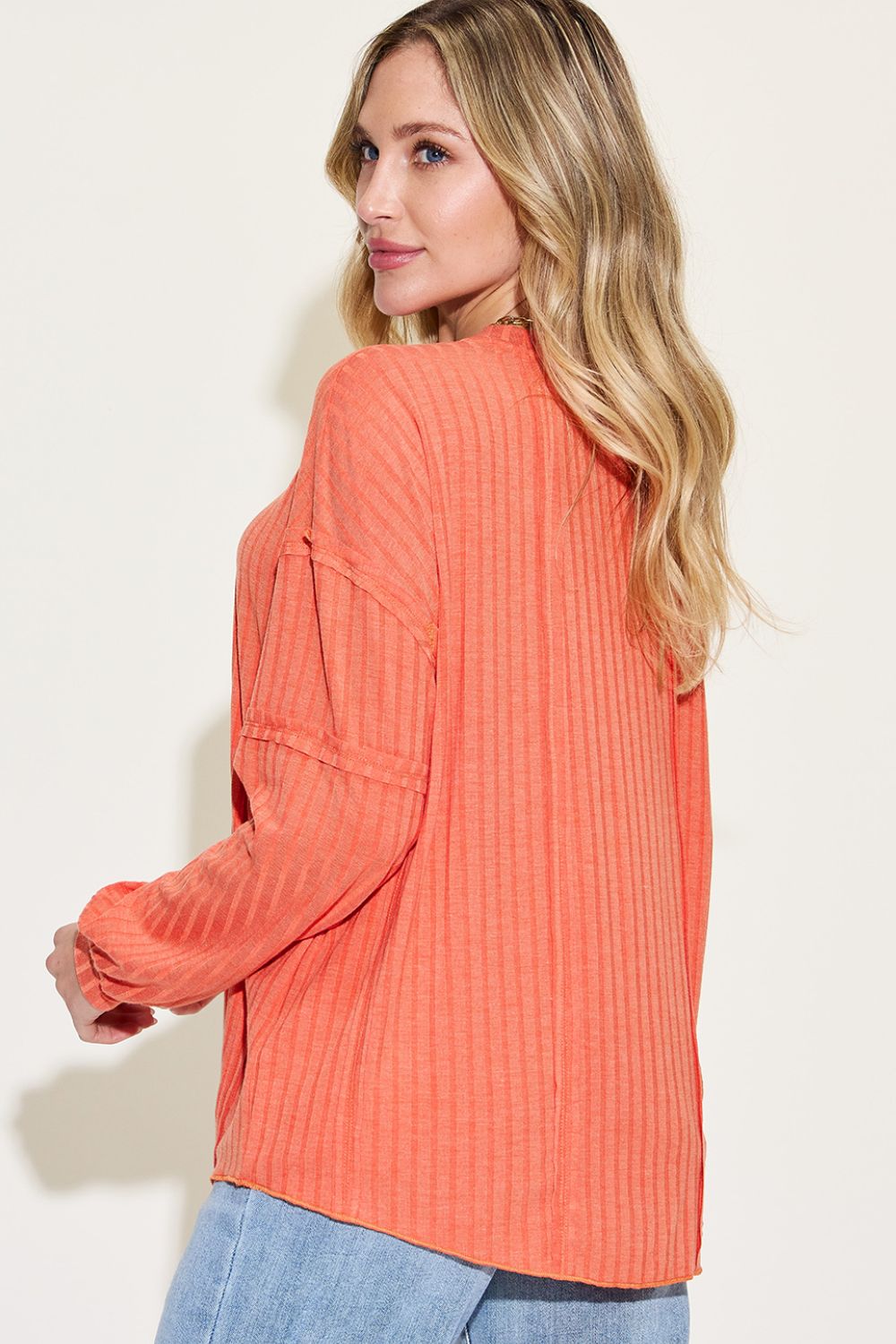Basic Bae Full Size Ribbed Round Neck Long Sleeve T-Shirt - Fragrance Spice