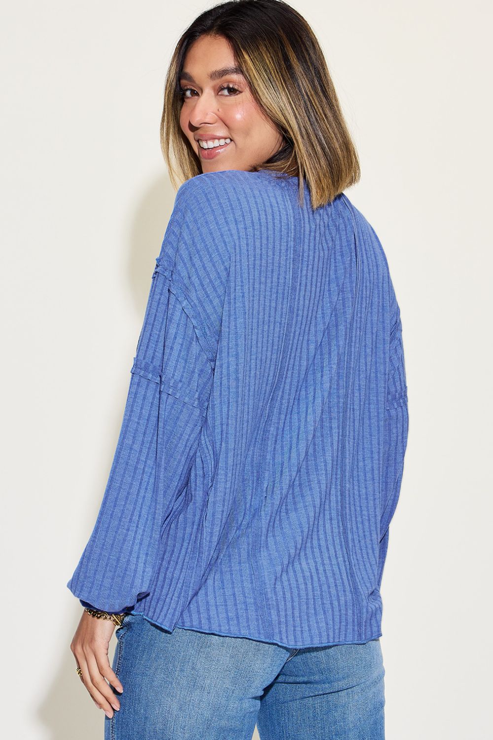 Basic Bae Full Size Ribbed Round Neck Long Sleeve T-Shirt - Fragrance Spice
