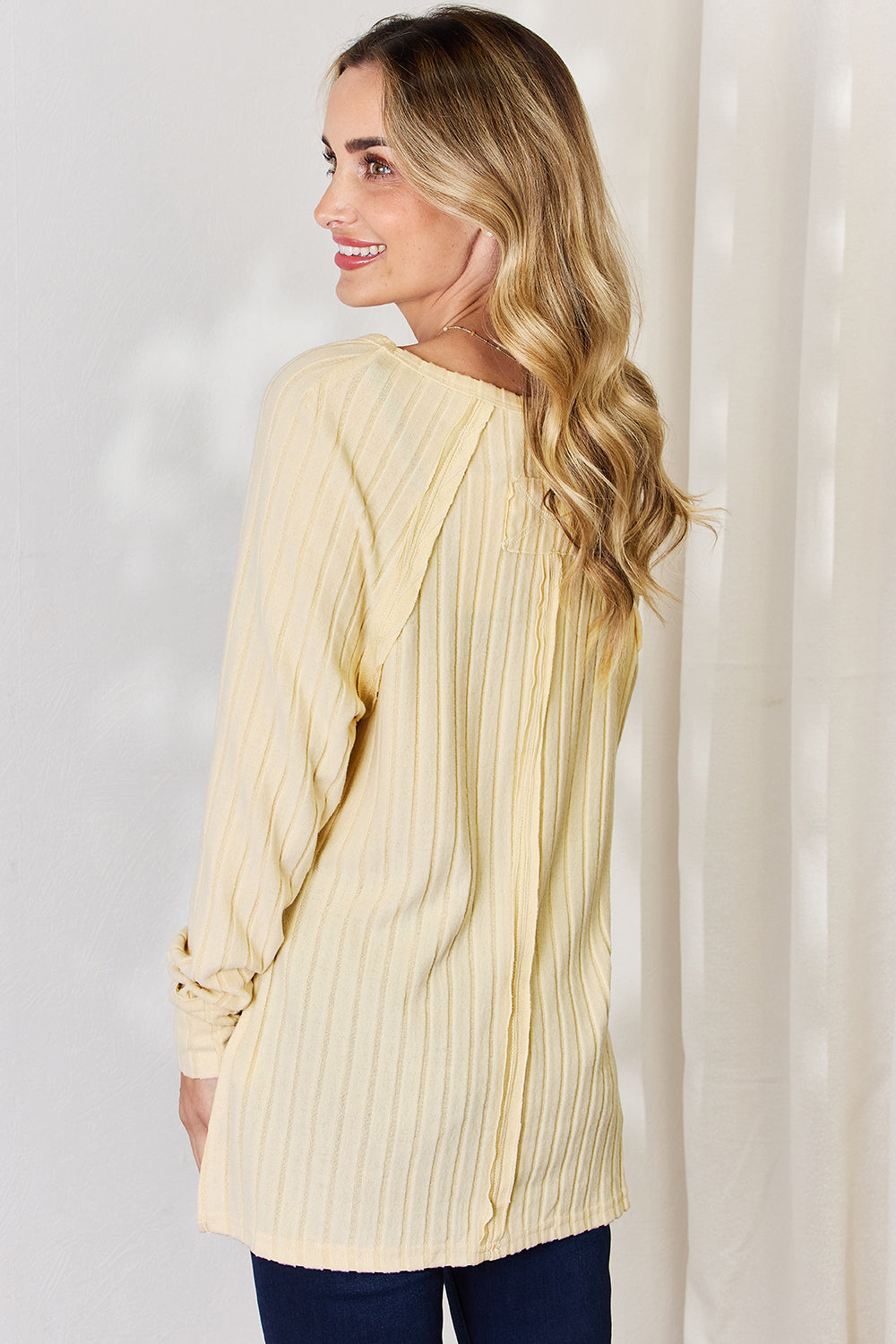 Basic Bae Full Size Ribbed Round Neck Slit T-Shirt - Fragrance Spice