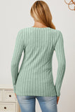 Basic Bae Full Size Ribbed V-Neck Long Sleeve T-Shirt - Fragrance Spice
