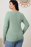 Basic Bae Full Size Ribbed V-Neck Long Sleeve T-Shirt - Fragrance Spice