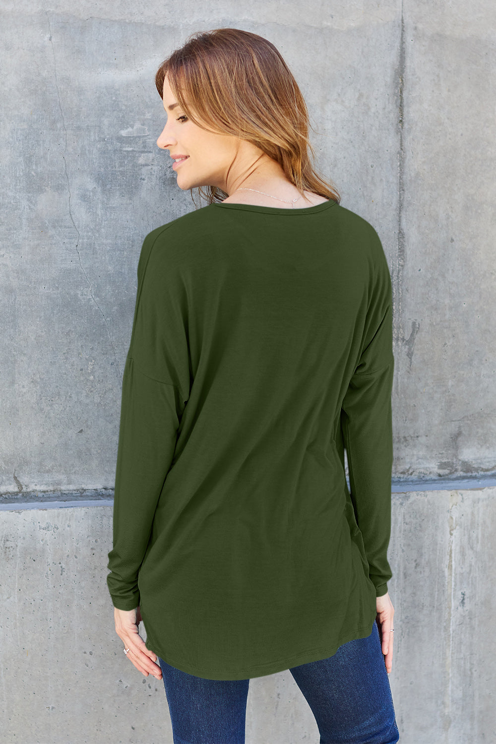 Basic Bae Full Size Round Neck Dropped Shoulder T-Shirt - Fragrance Spice