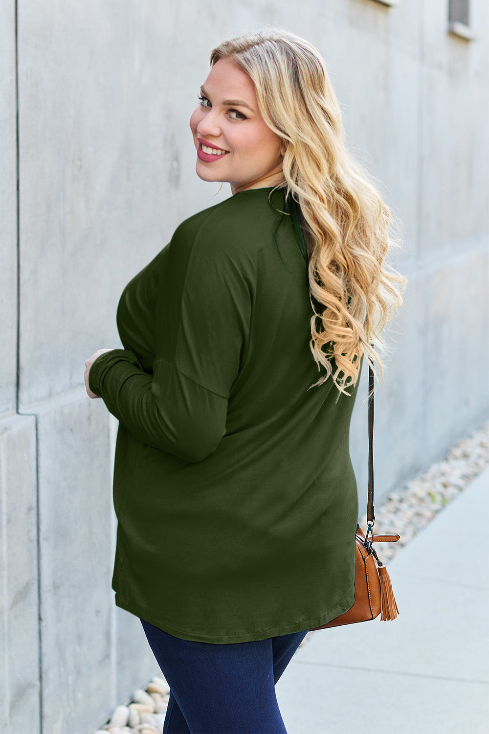 Basic Bae Full Size Round Neck Dropped Shoulder T-Shirt - Fragrance Spice