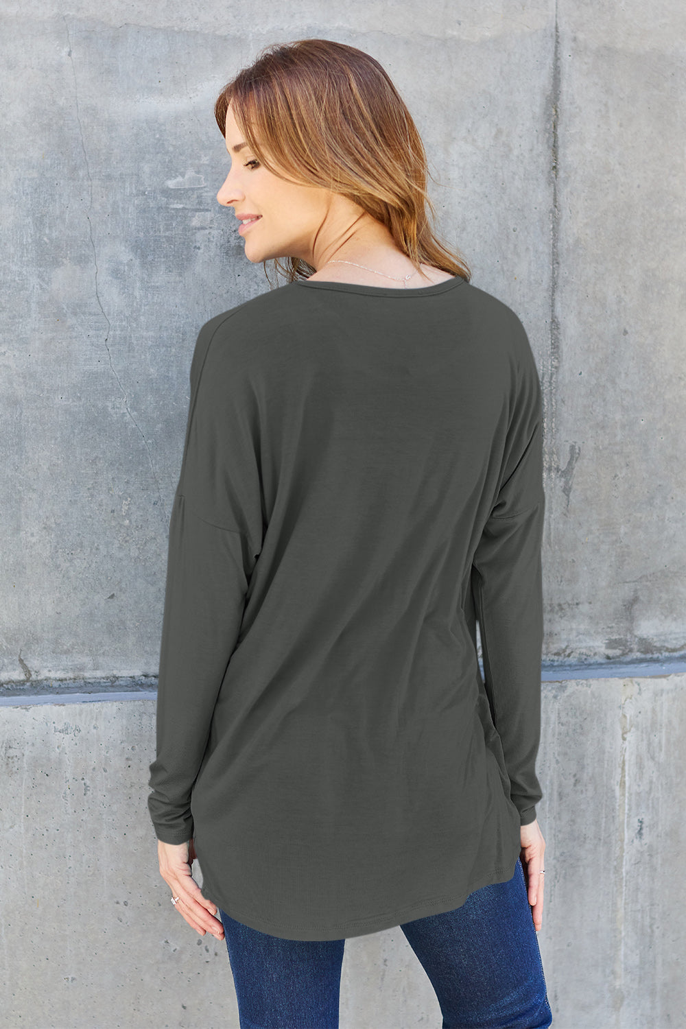 Basic Bae Full Size Round Neck Dropped Shoulder T-Shirt - Fragrance Spice