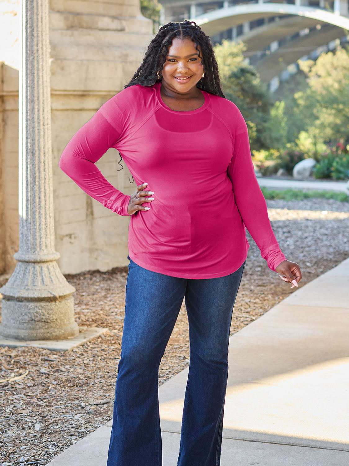 Basic Bae Full Size Round Neck Long Sleeve T-Shirt - Fragrance Spice