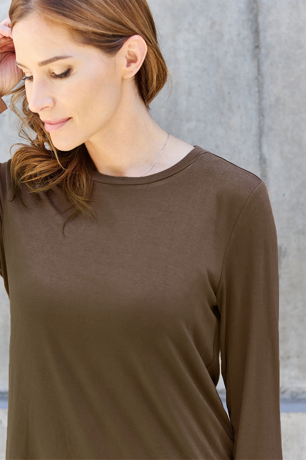 Basic Bae Full Size Round Neck Long Sleeve Top - Fragrance Spice