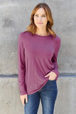 Basic Bae Full Size Round Neck Long Sleeve Top - Fragrance Spice