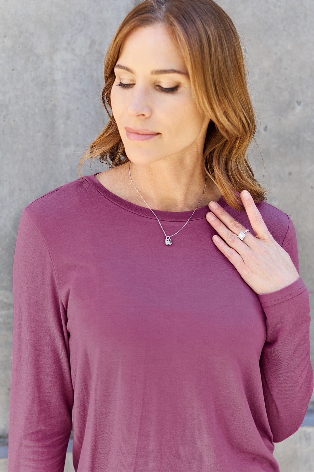Basic Bae Full Size Round Neck Long Sleeve Top - Fragrance Spice